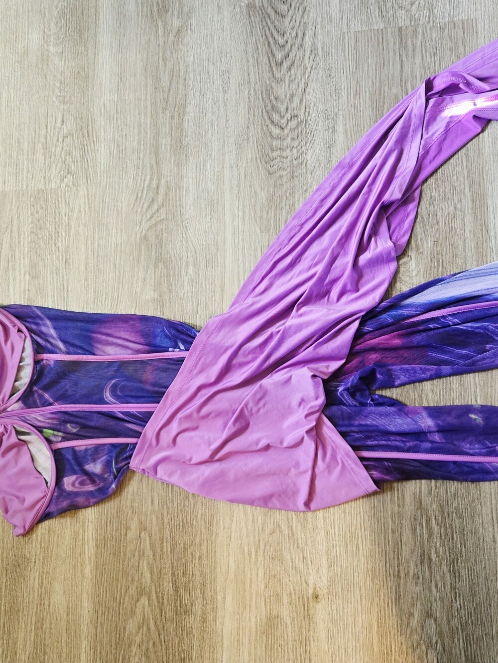 Purple Floral Strapless Jumpsuit with Sash - Picture 4 of 12
